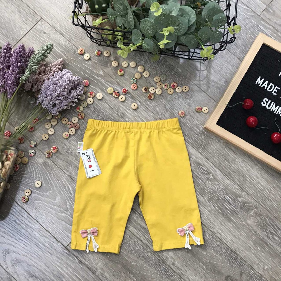 quần legging cotton nơ gấu hè bé gái size 2-8  -LEGN7-